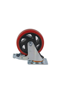 Колесо поворотное усиленное полиуретан SCBM 55 125 мм с тормозом Колесо поворотное усиленное полиуретан SCBM 55 125 мм с тормозом