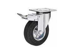 Колесо поворотное усиленное резина SRCB 97 80 мм с тормозом Колесо поворотное усиленное резина SRCB 97 80 мм с тормозом